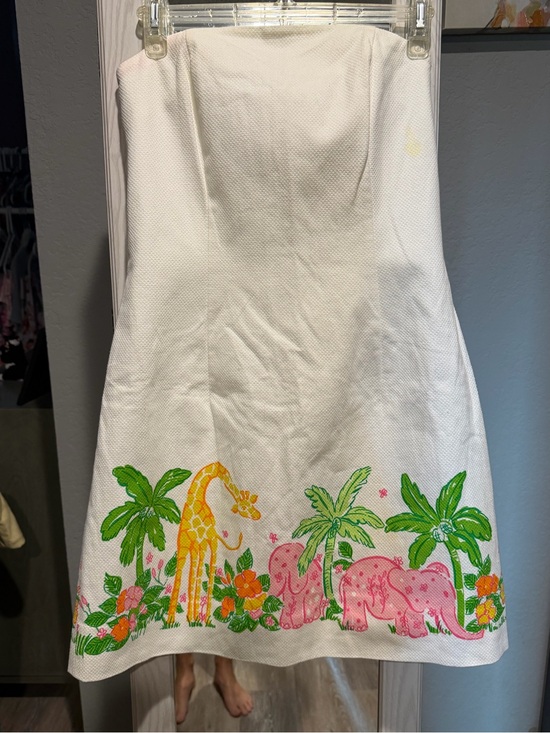 Lilly Pulitzer Dresses & Skirts - NWT Lilly Pulitzer Jungle on Parade White Strapless Adina Dress Sz 8 💚 🦒 🐘
